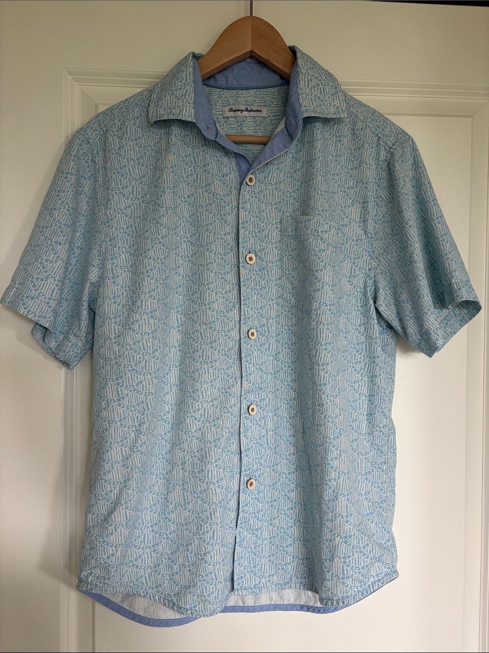 Tommy Bahama Pale Blue Printed Short-Sleeve Button-Up Shirt